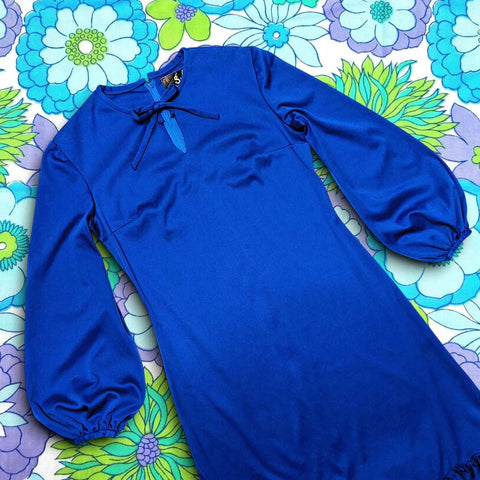 1970's Vintage Blue Midi Dress