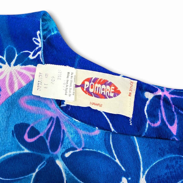 1970's Vintage Blue Hawaiian Hibiscus Bohemian Maxi Dress🌺