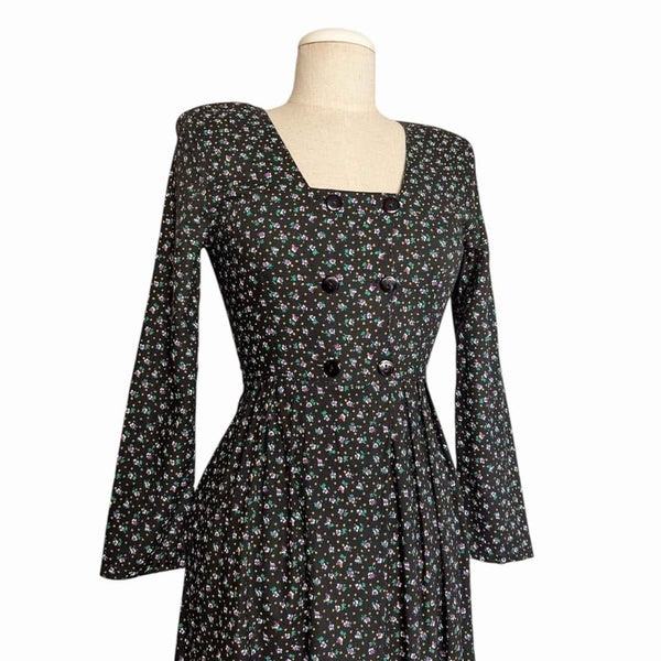 1980's Vintage Black Floral Jumpsuit