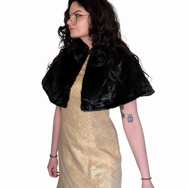 1950's / 1960's Vintage Black Faux Fur Shawl