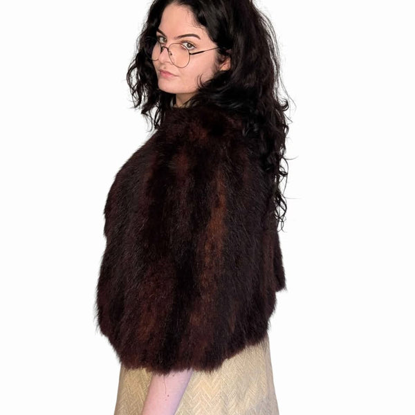Vintage Dark Brown Fur Shawl