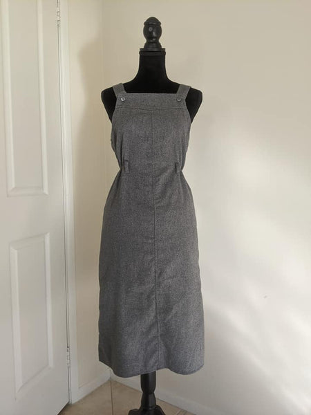 1970's Vintage Grey Pinafore Dress