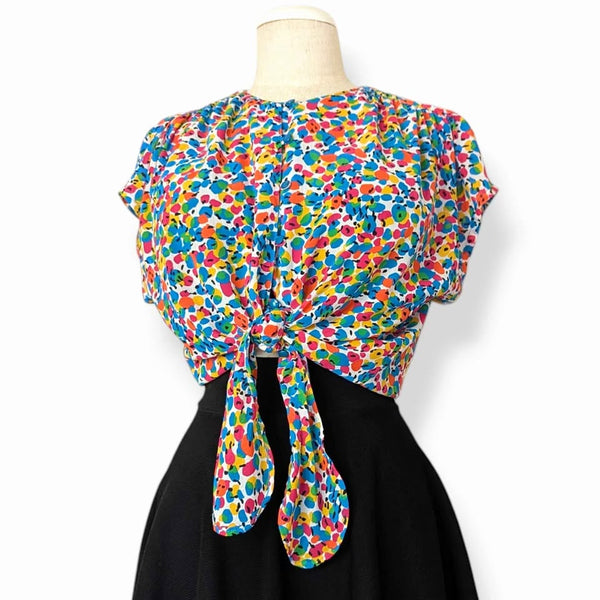 1980s Vintage Rainbow Confetti Top