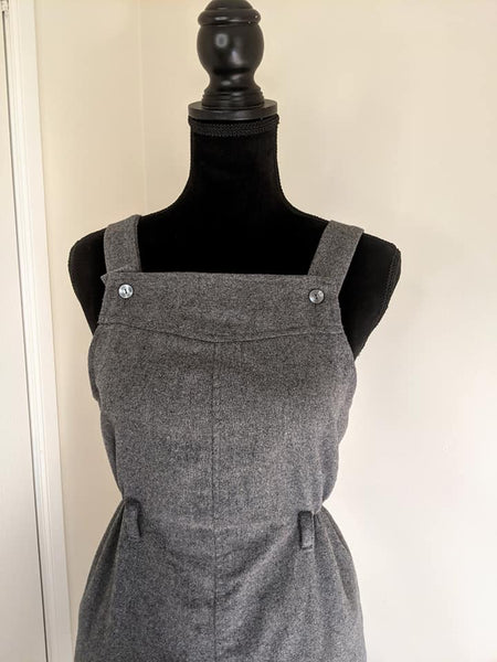 1970's Vintage Grey Pinafore Dress