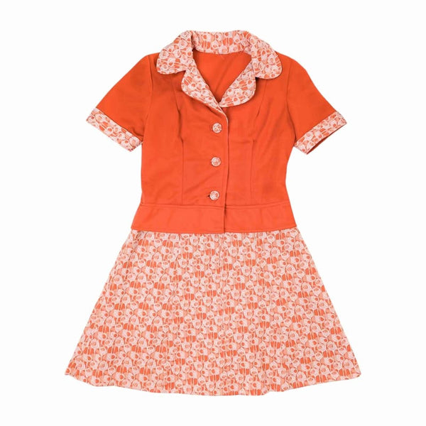 1960's Vintage Orange Mod Mini Dress