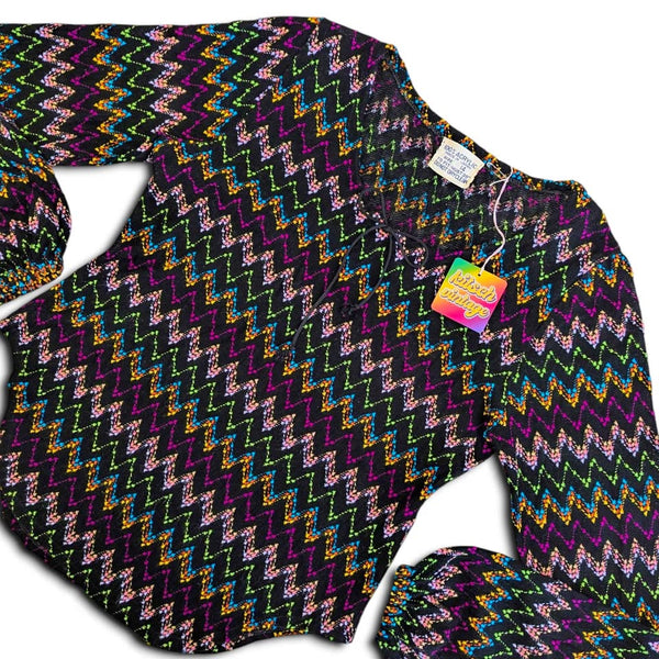 1970's Vintage Multicolour Zigzag Knit Top