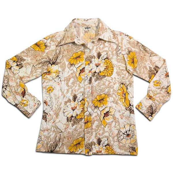 1970's Vintage Groovy Flower Power Button Up Shirt