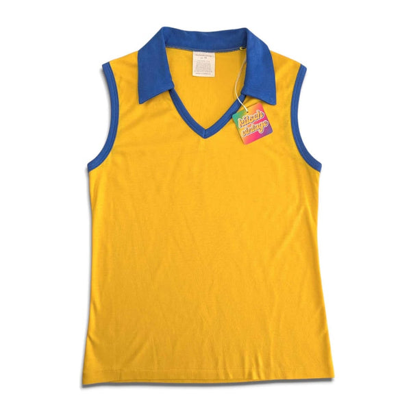 1970's Vintage Yellow and Blue Ringer Tank Top