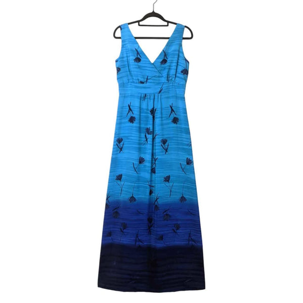 1980's Vintage Blue Floral Maxi Dress