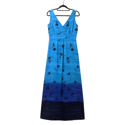 1980's Vintage Blue Floral Maxi Dress