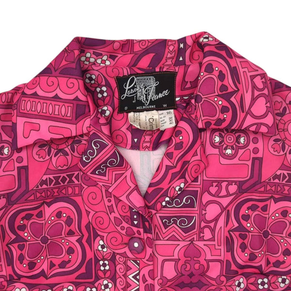 1960s Vintage Hot Pink Psychedelic Flower Power Dress