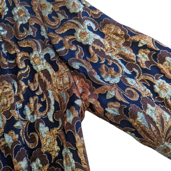 1960's Vintage Gold and Blue Cocktail Dress