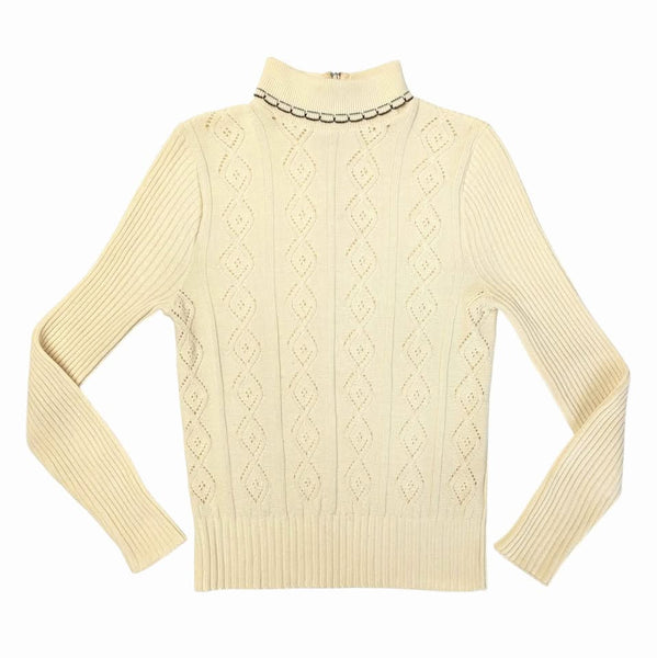 1970's Vintage Cream Turtleneck Long Sleeve Top