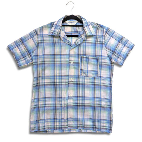 1970's Vintage Men's Blue Plaid Button Up Shirt