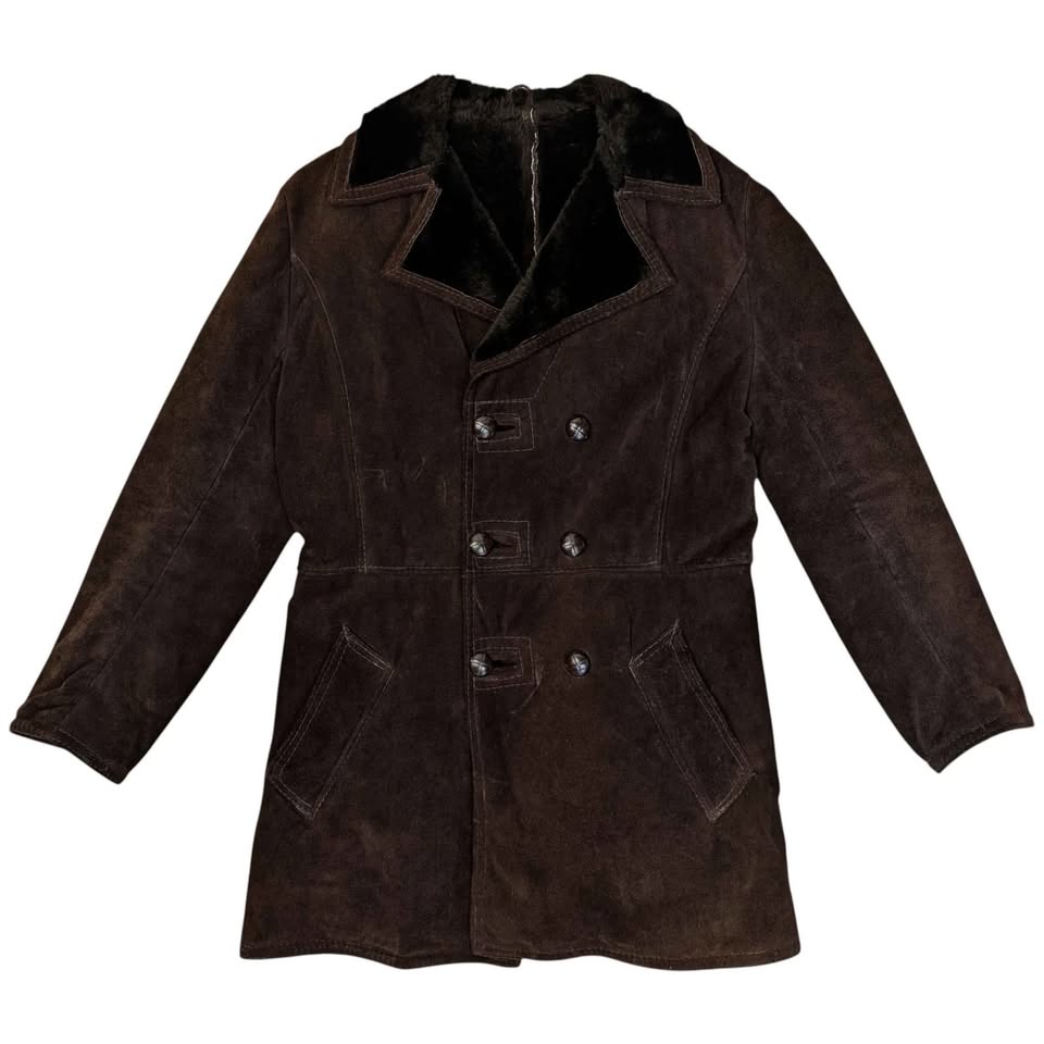 1970's Vintage Dark Brown Suede Coat
