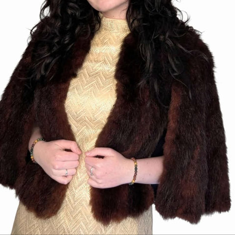 Vintage Dark Brown Fur Shawl