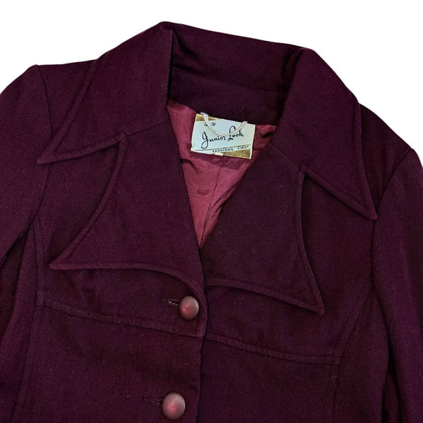 1970's Vintage Burgundy Wool Coat
