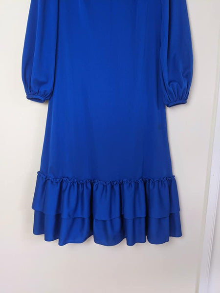 70's Vintage Royal Blue Midi Dress