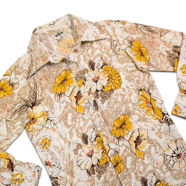 1970's Vintage Groovy Flower Power Button Up Shirt
