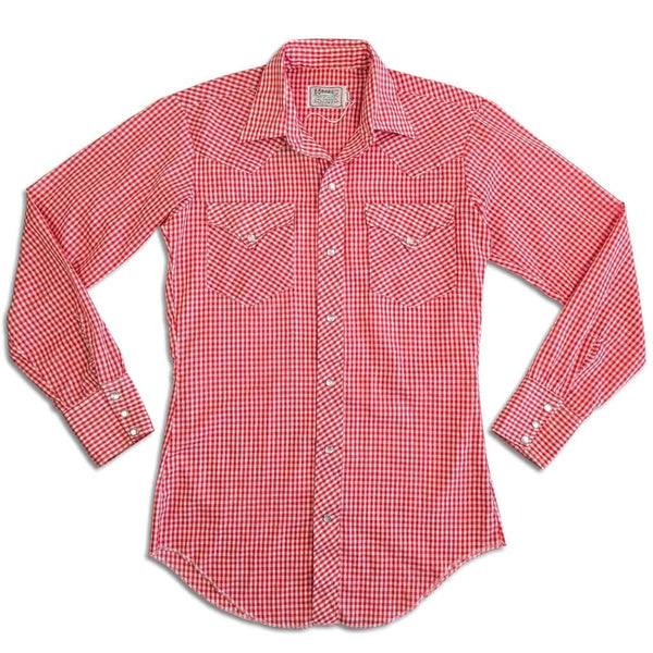 1970's Vintage Red Western Style Gingham Button up Shirt