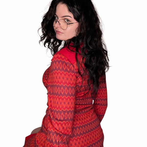 1960's / 1970's Vintage Red Winter Dress