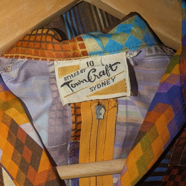 1970's Vintage Disco Print Dress