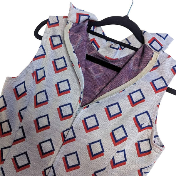 1960's Vintage Grey Geometric Mod Dress