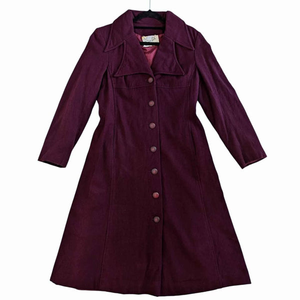 1970's Vintage Burgundy Wool Coat
