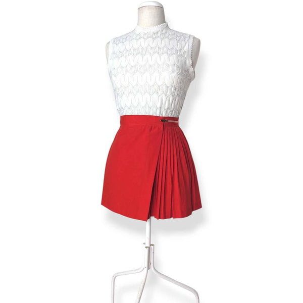 70's/80's Vintage Red Pleated Mini Skirt