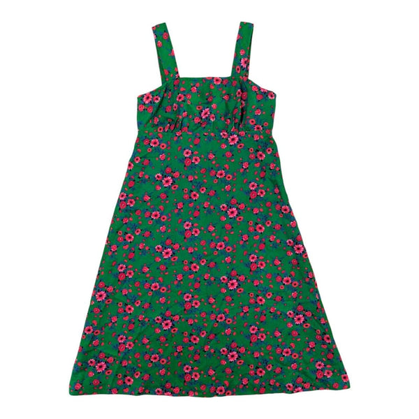 1970's Vintage Green Floral Midi Dress