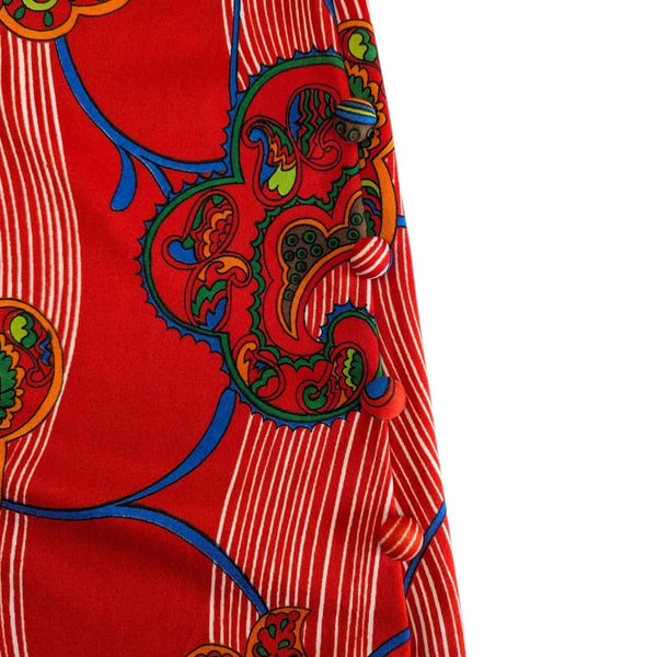 Late 60's - Early 70's Vintage Red Psychedelic Maxi Dress