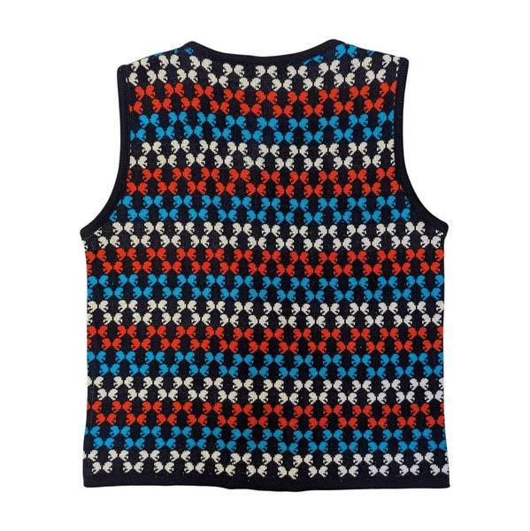 1960's Vintage Blue and Red Knit Mod Vest