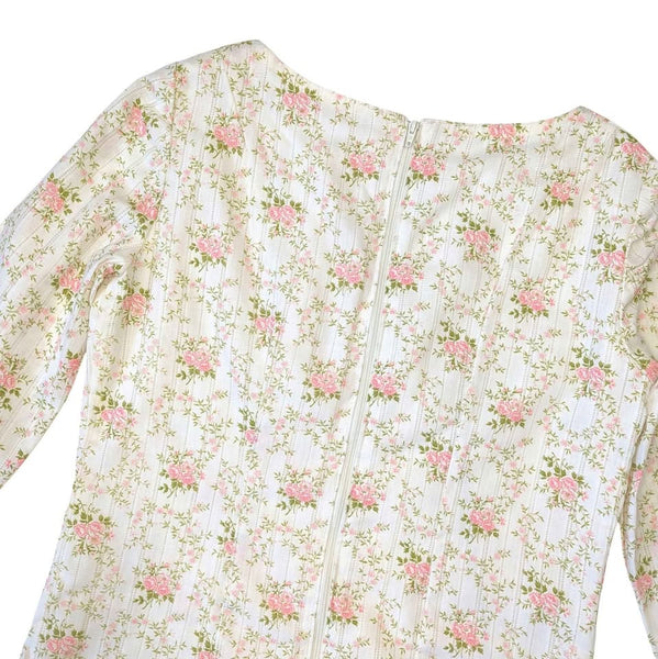 1970's Vintage White Floral Mini Dress