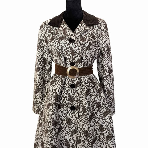 1960's Designer Vintage Brown Paisley Coat