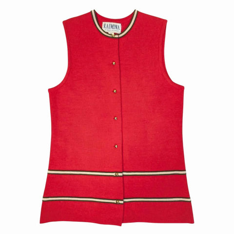 1960's Vintage Red Wool Knit Mod Tunic Vest