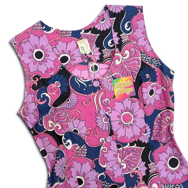 1970's Vintage Psychedelic Pink Paisley Jumpsuit