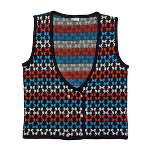 1960's Vintage Blue and Red Knit Mod Vest