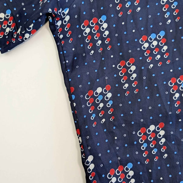 1970's Vintage Men's Groovy Spotty Navy Button Up Shirt