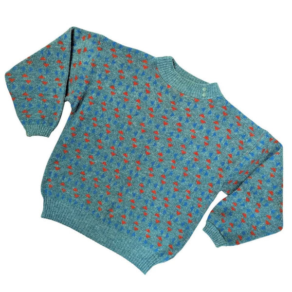 1980's Vintage Teal Geometric Sweater