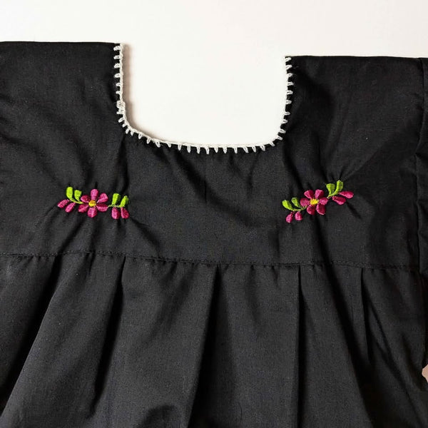 1970's Vintage Embroidered Black Top