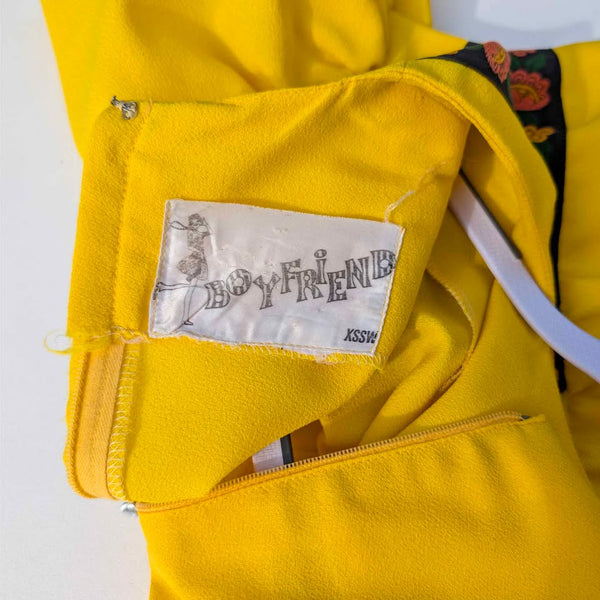 1970's Vintage Sunshine Yellow Flower Power Maxi