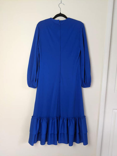 70's Vintage Royal Blue Midi Dress