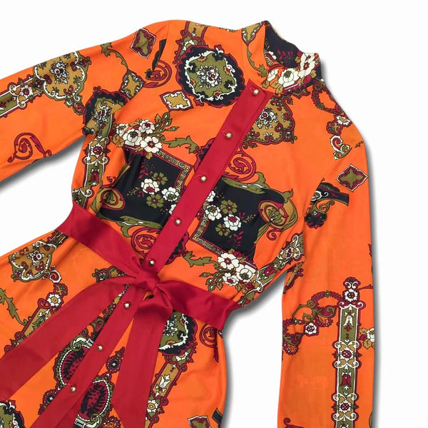 1960's Vintage Orange Psychedelic Dress