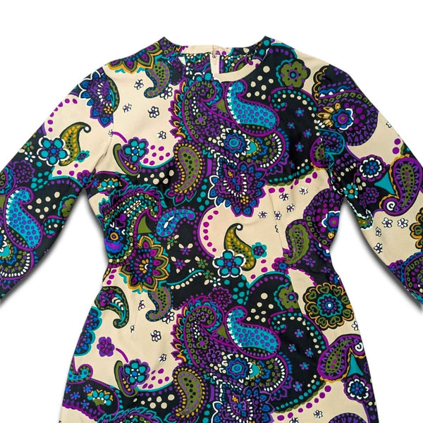 1960's Vintage Psychedelic Paisley Maxi Dress