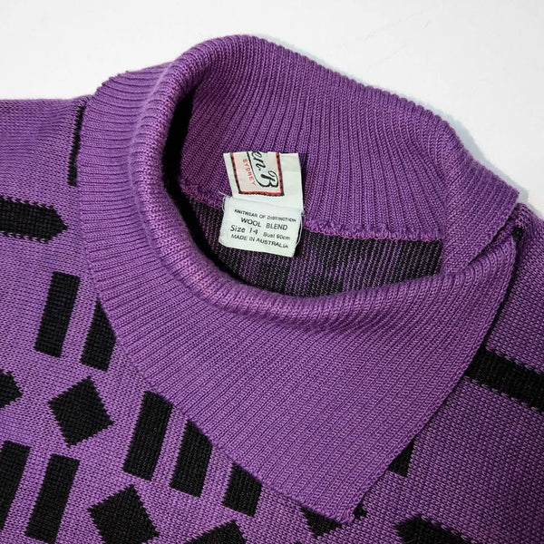 1980's Vintage Purple Geometric Sweater