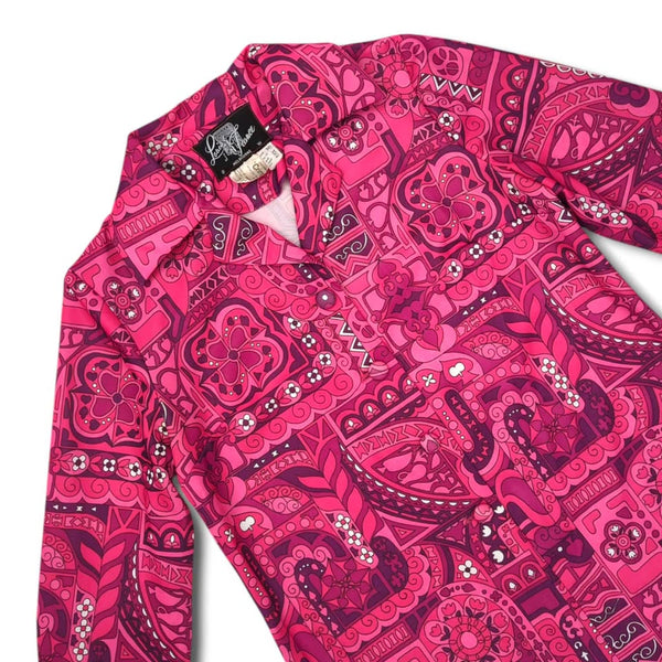 1960s Vintage Hot Pink Psychedelic Flower Power Dress