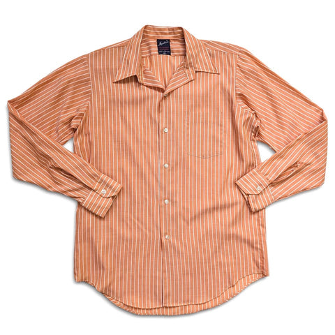 1970's Vintage Orange + White Stripe Button Up  Shirt