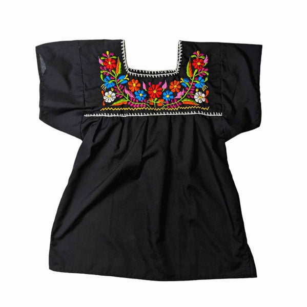 1970's Vintage Embroidered Black Top