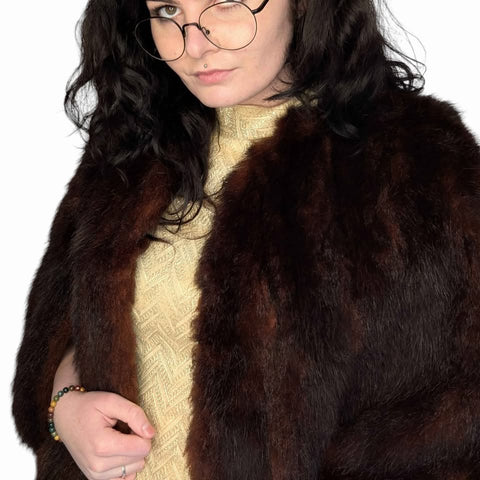 Vintage Dark Brown Fur Shawl