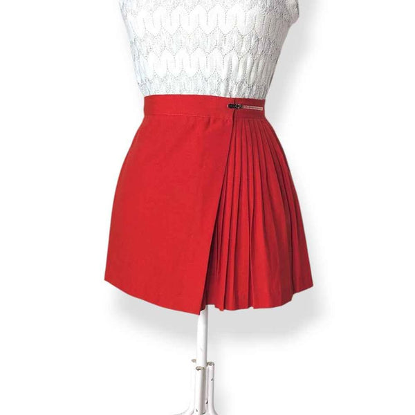 70's/80's Vintage Red Pleated Mini Skirt